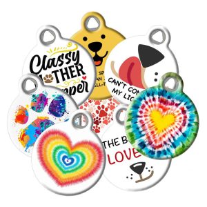 Quiet Colorful Custom Round Dog Tags - 60 Fun Designs