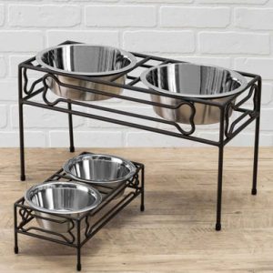 Bone Box Double Elevated Dog Bowls