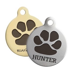 dogIDs Signature Paw Print Round Dog ID Tag
