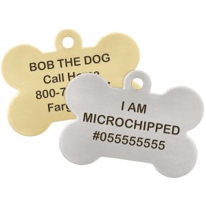 I am Microchipped Bone Dog ID Tag