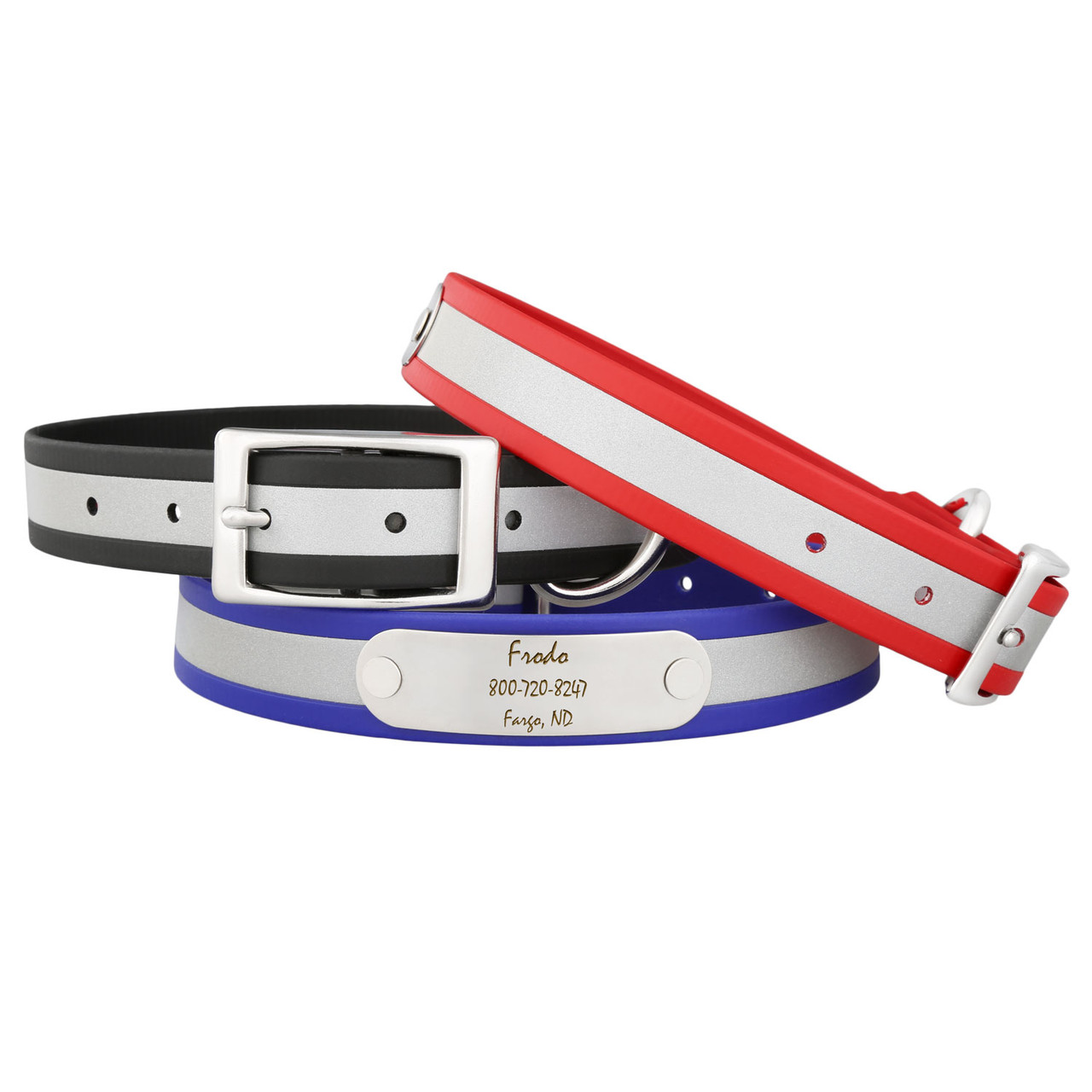 Personalized Reflective Waterproof Standard NamePlate Collar – dogIDs
