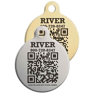 QR Code Round Dog ID Tag